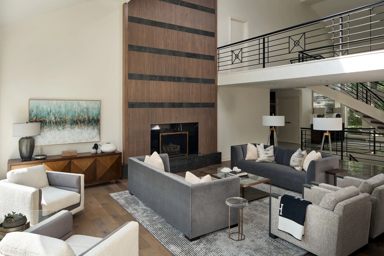 fireplace sitting in a long wood panel wall -  Key Elements of Great Architectural Design in Greater Cleveland - Payne & Tompkins - Ohio Design Build Firm