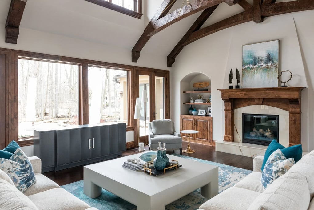 expansive living room with natural light and fireplace -  Key Elements of Great Architectural Design in Greater Cleveland - Payne & Tompkins - Ohio Design Build Firm