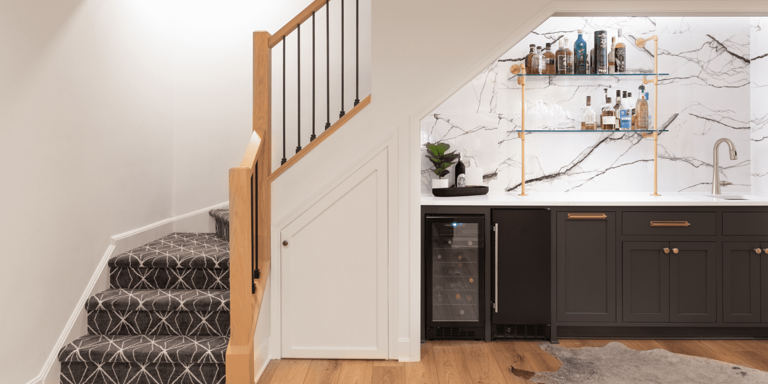 Corner Staircase Basement Remodel Cleveland