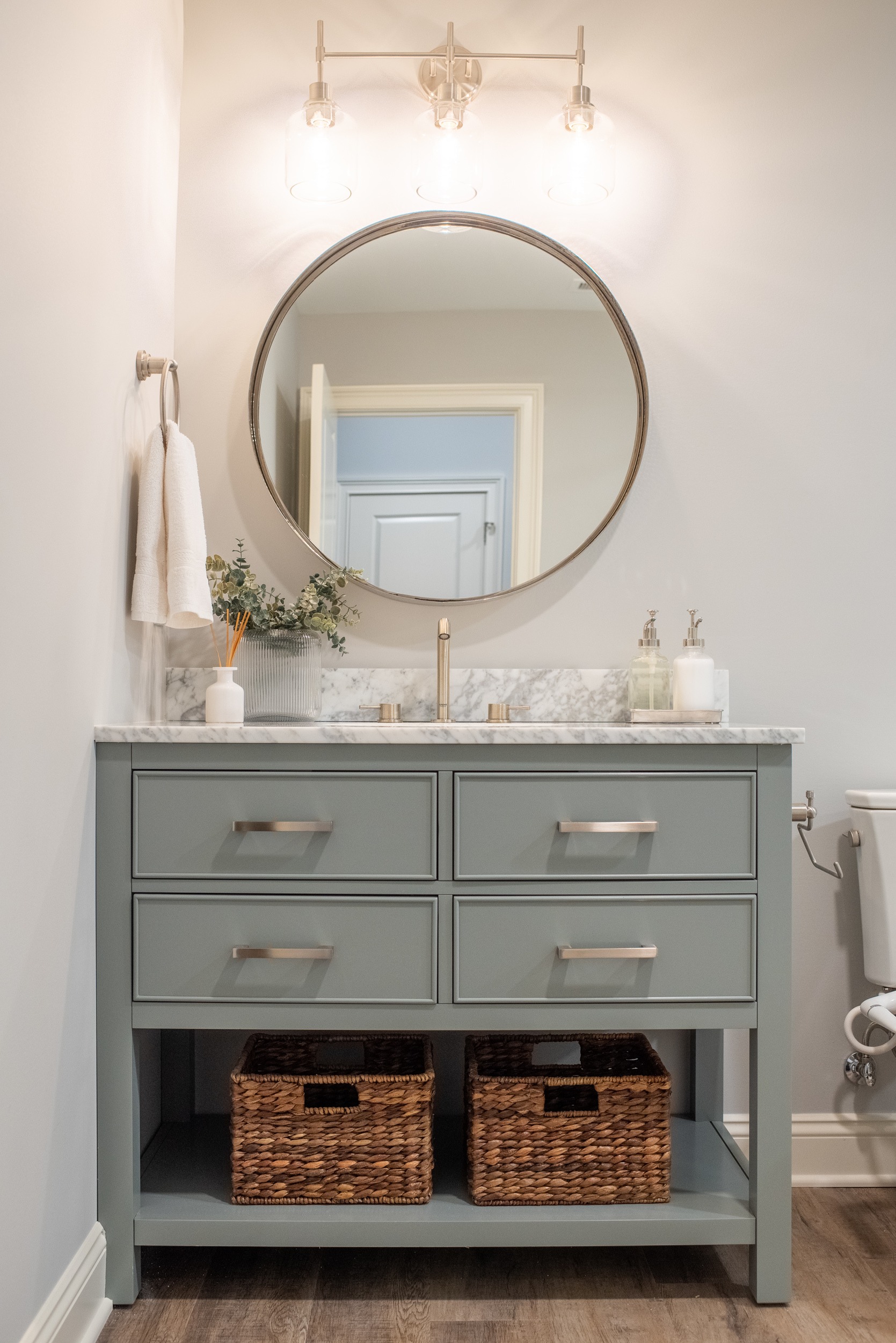 single vanity basement bathroom