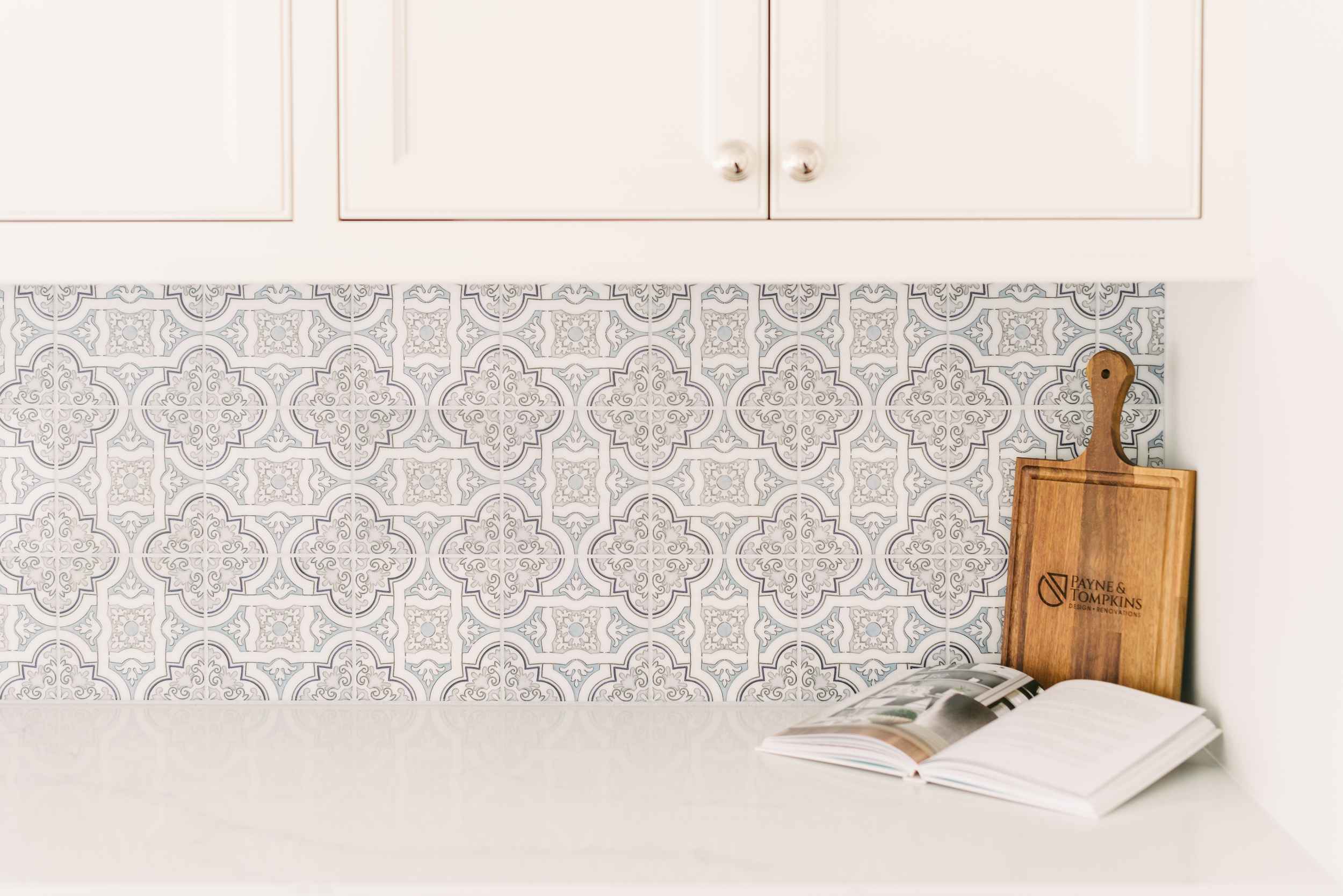 Pattern tile back splash kitchen renovation ohio
