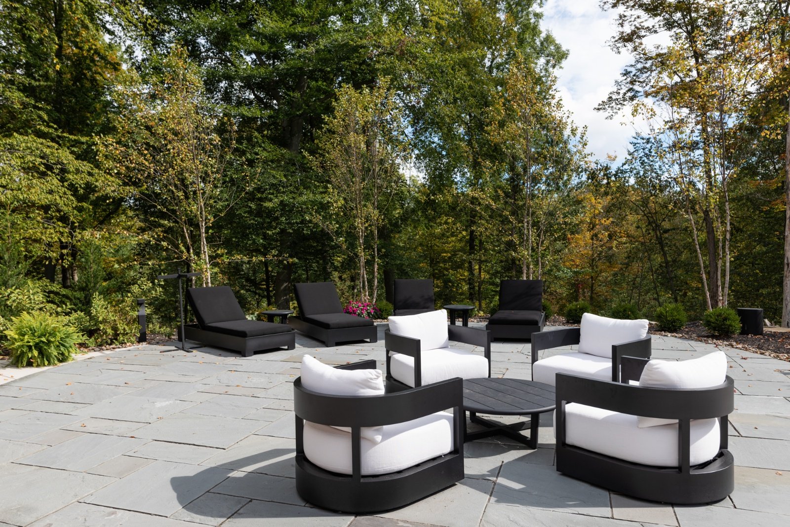 white and black outdoor seating