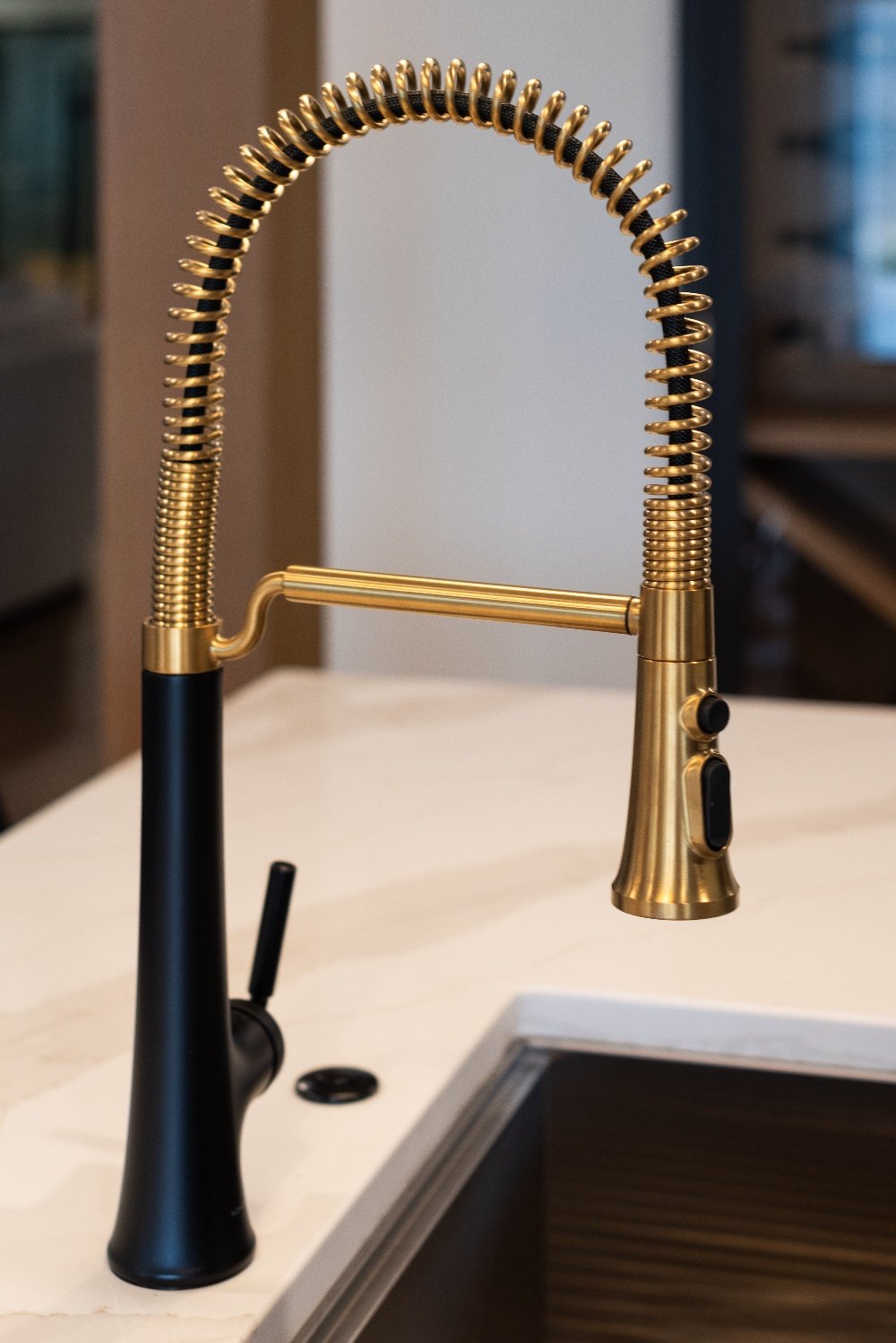 black and gold sink faucet