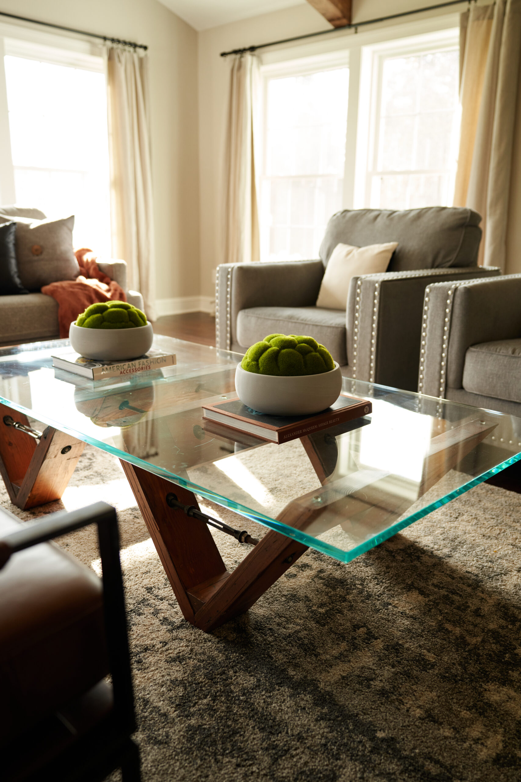 Glass Coffee Table in Living Room Renovation