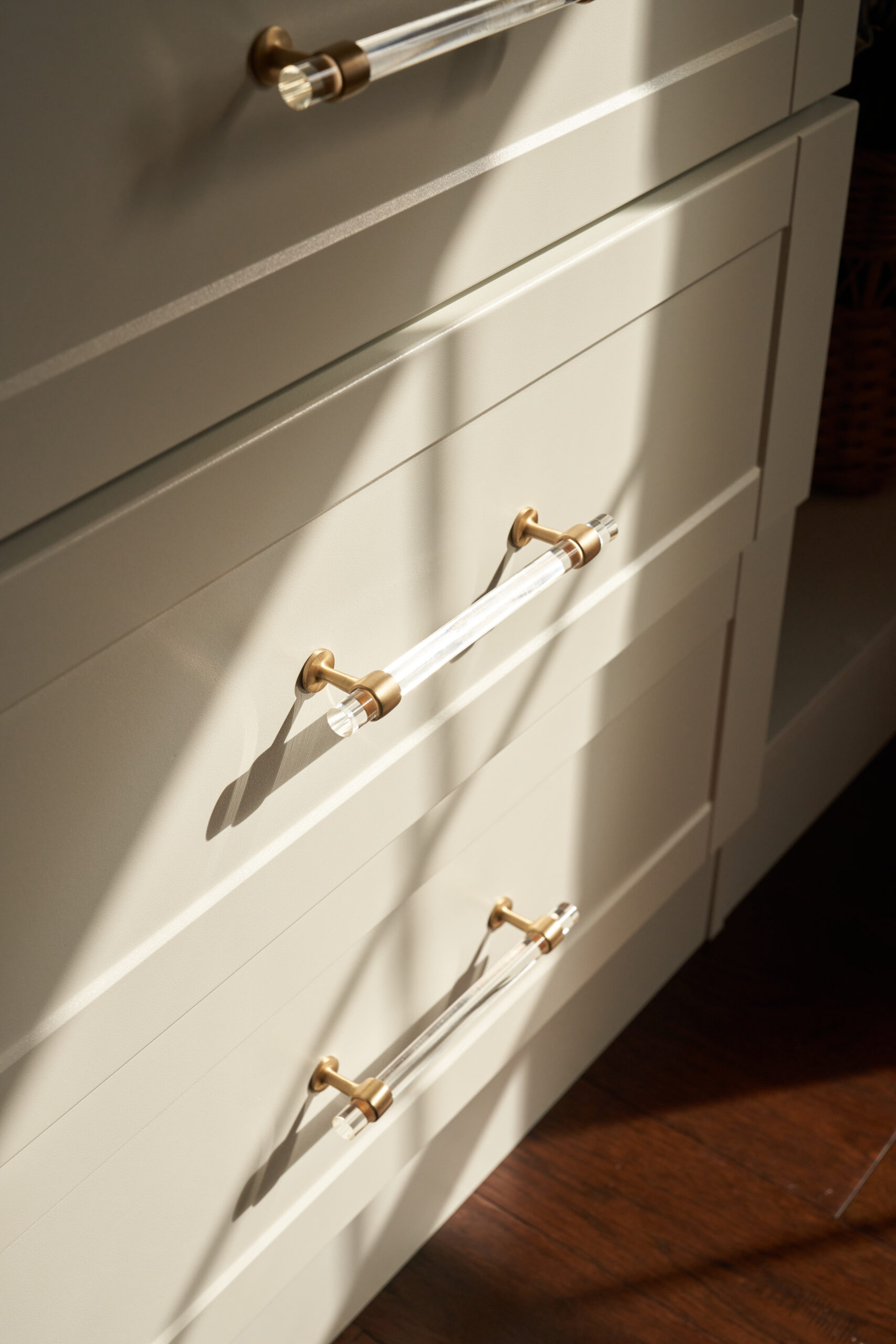 White and Metal Drawer Pulls in Renovated Ohio Home