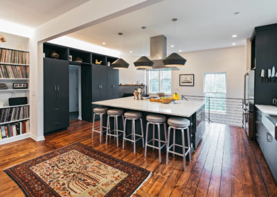 modern kitchen remodel with black cabinets