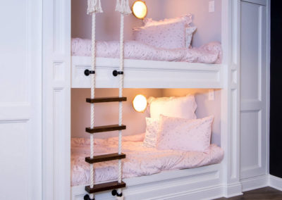 custom built in bunk beds with rope ladder