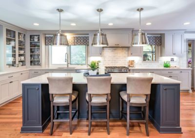 kitchen with light and dark grey color scheme