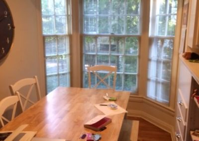 dining area with large bay window