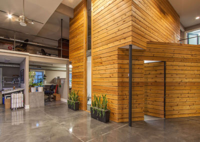 lobby with wood panel walls at Exscape Designs in Newbury