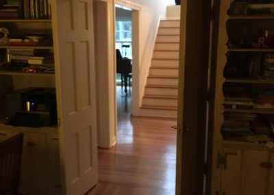 open doors leading to hallway from library