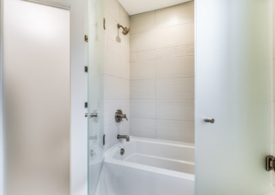 tub shower combination with frosted glass doors