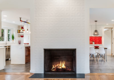 modern white fireplace