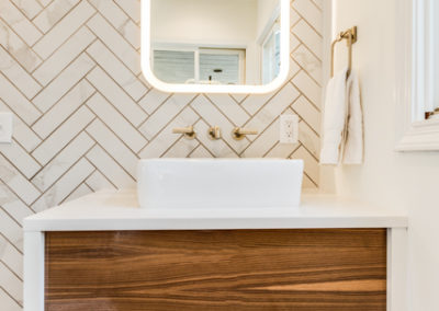 floating vanity with raised sink