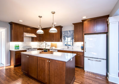 transitional kitchen remodel with retro white appliances