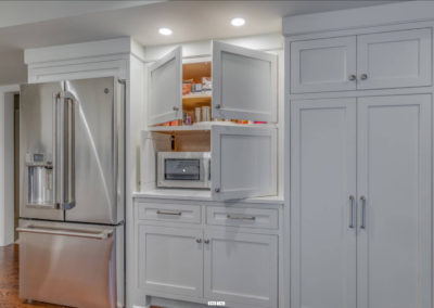 transitional kitchen with storage cabinets