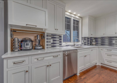 transitional kitchen remodel with hidden appliance storage