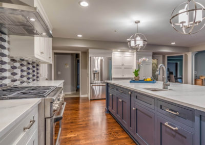 gray kitchen with center island