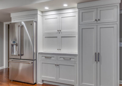 transitional kitchen with storage cabinets