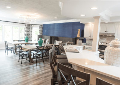 georgian colonial kitchen remodel with two dining tables