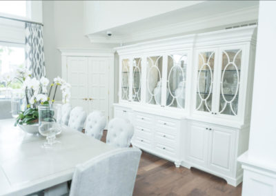 large white hutch in dining room