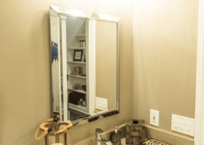 single sink bathroom vanity with silver mirror