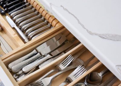 Flatware Drawer in Renovated White Kitchen