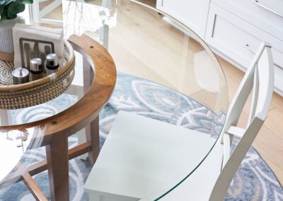 Glass Breakfast Table with Wood Accents in Kitchen