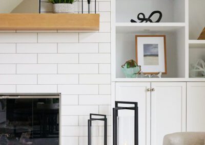 Tiled Fireplace with Floating Mantel in Renovated Ohio Home