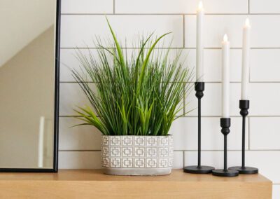 White Tiles on Remodeled Fireplace Surround