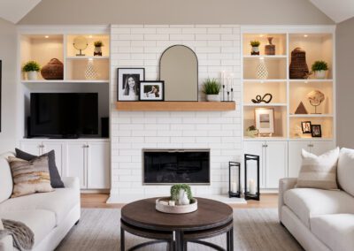 Luxury Living Room Renovation with Fireplace and Built Ins