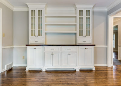 custom built in buffet with cabinets in dining room