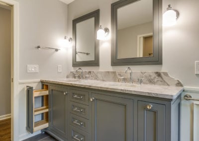 double sink vanity with pull out drawer storage