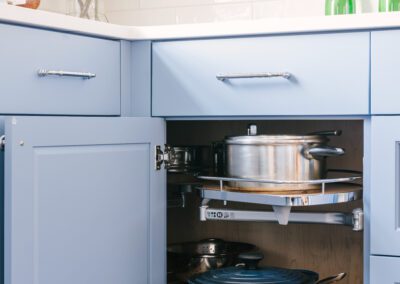 Lower Blue Cabinets Storage Kitchen Remodel