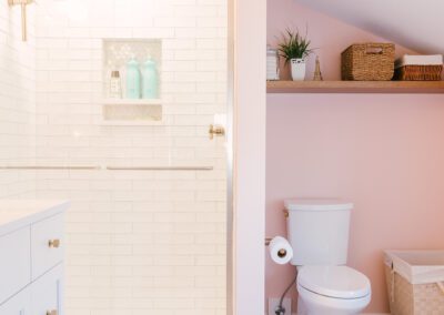 Bathroom Remodel Open Shelving