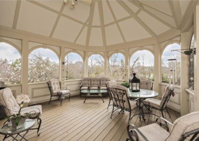 georgian colonial patio with wrap around windows