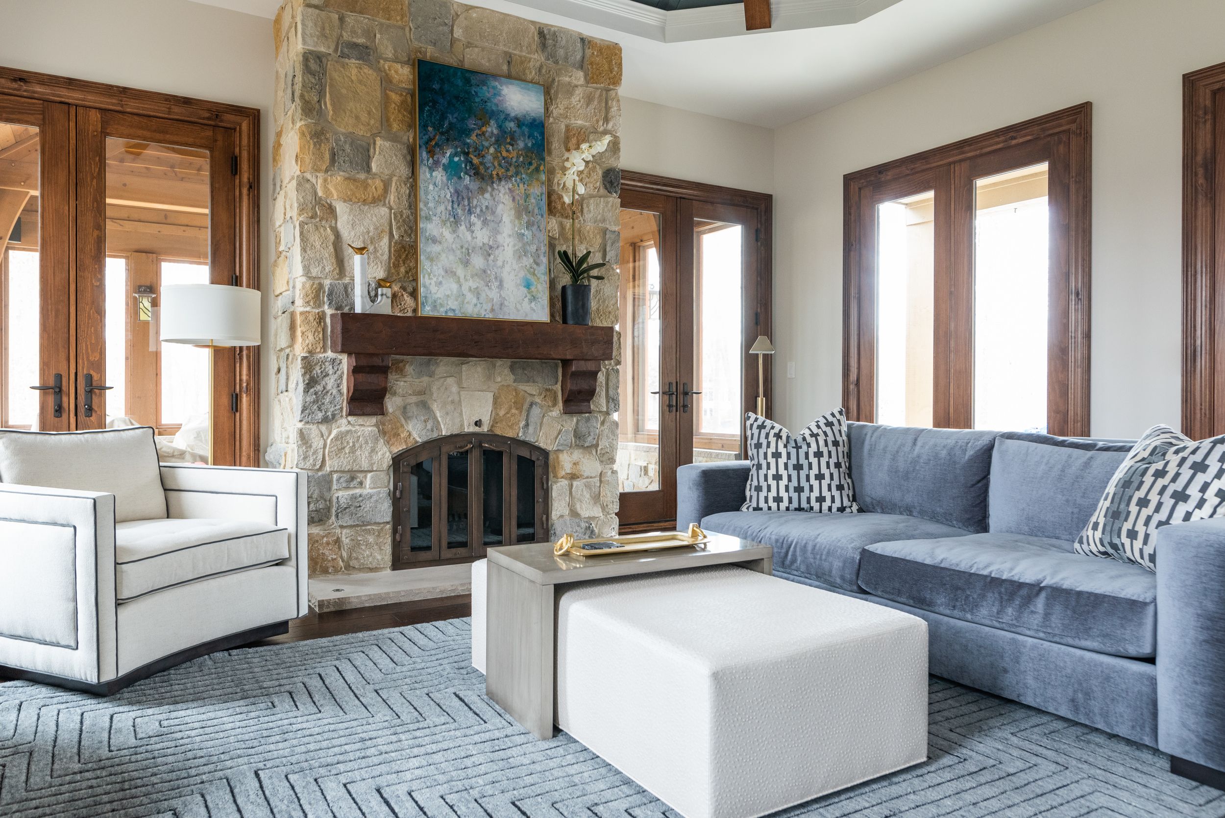 large stone fireplace