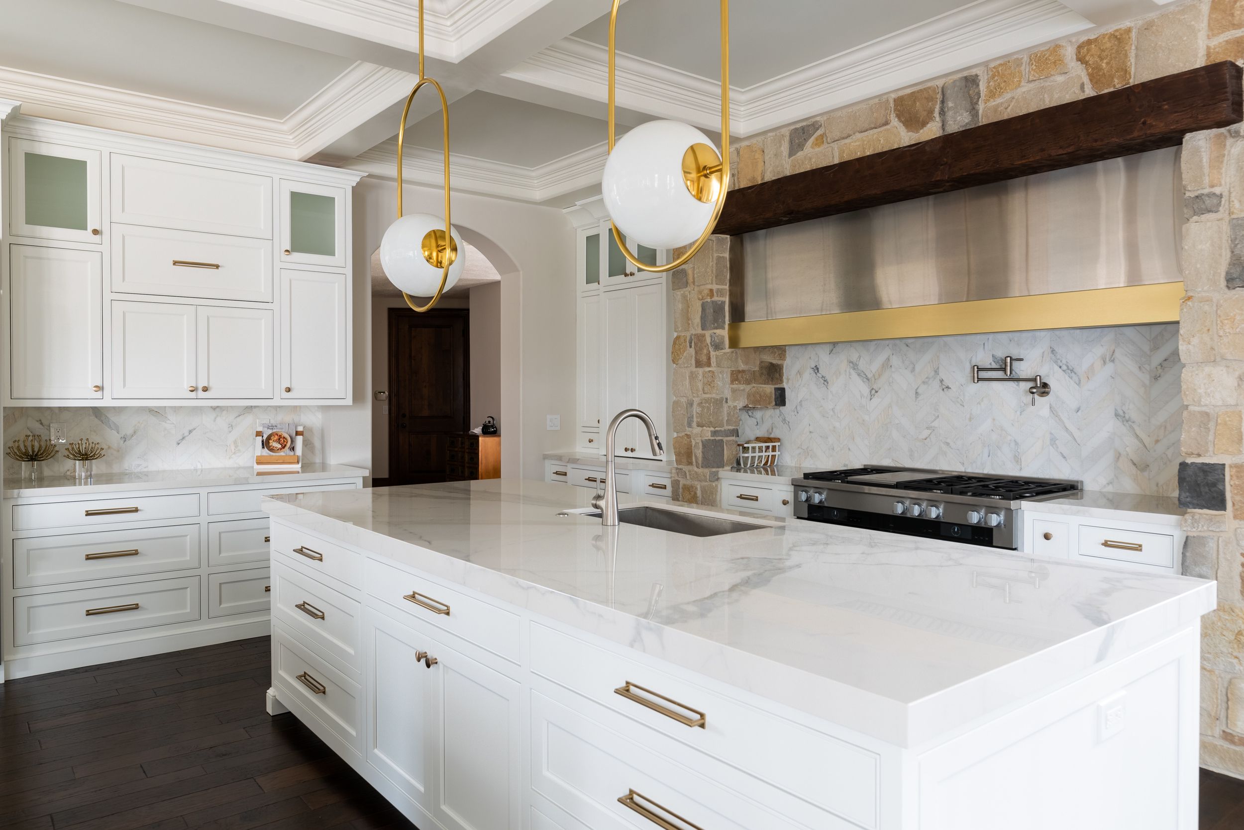 Large white kitchen island