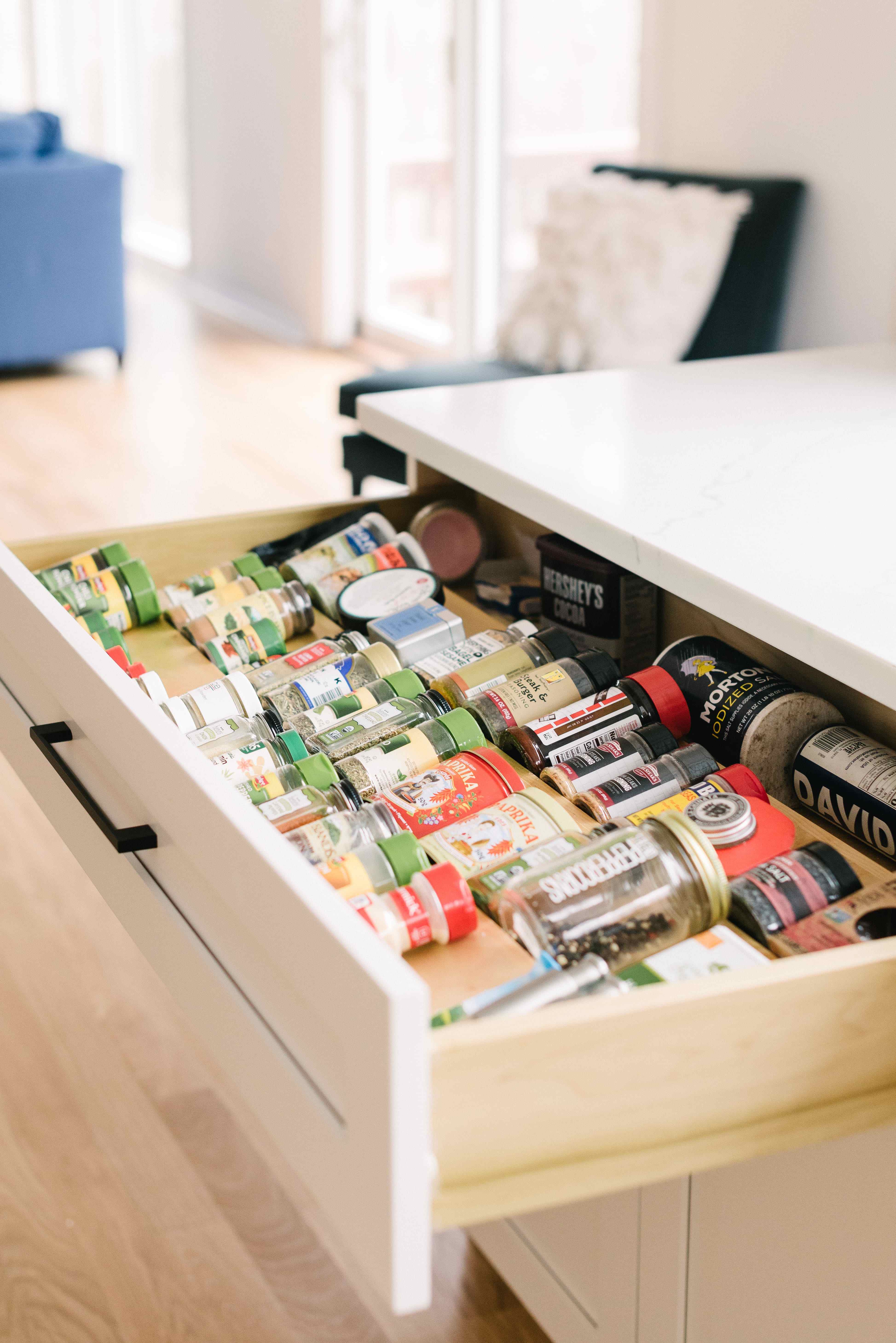 organized spice drawer