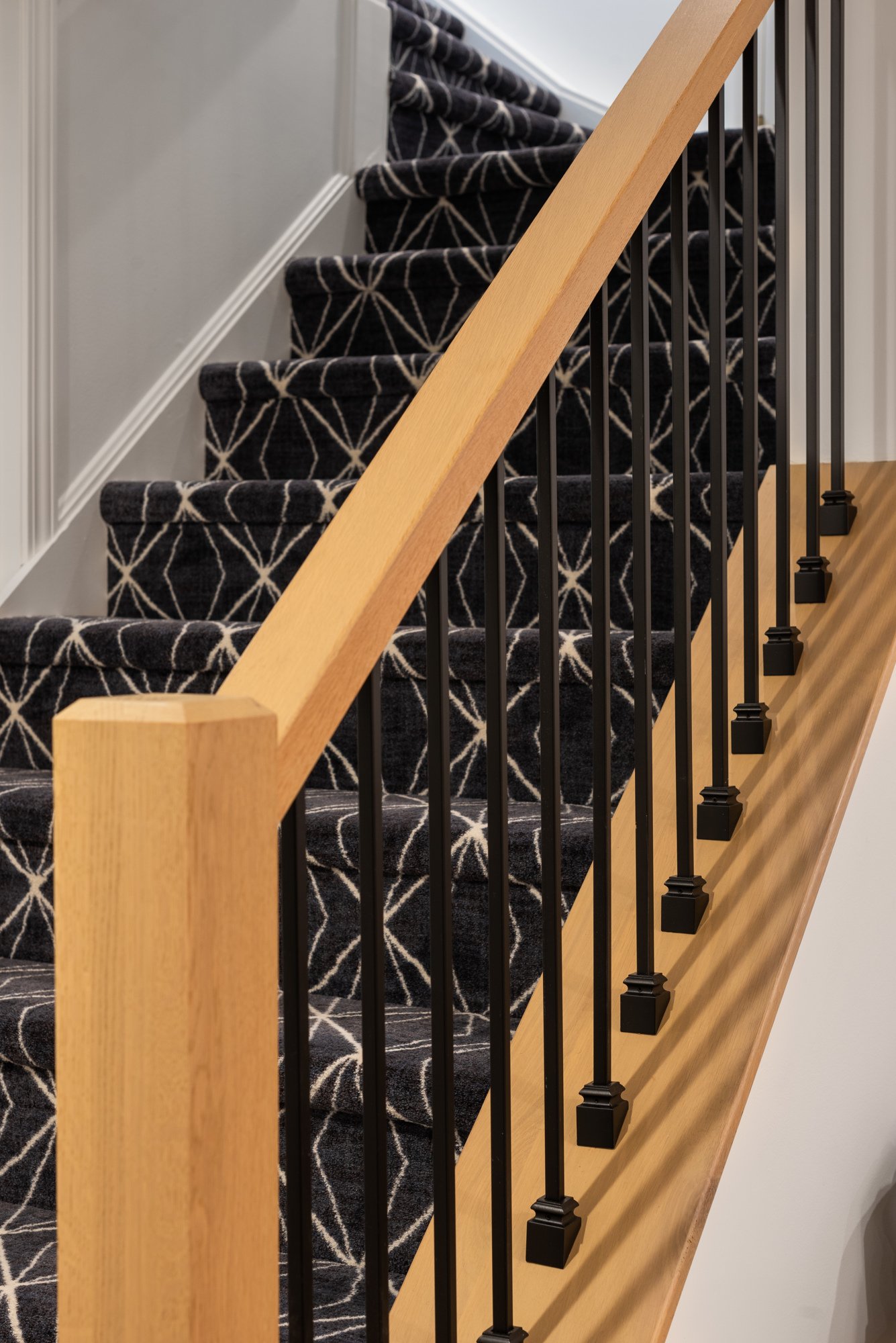 black carpeted staircase