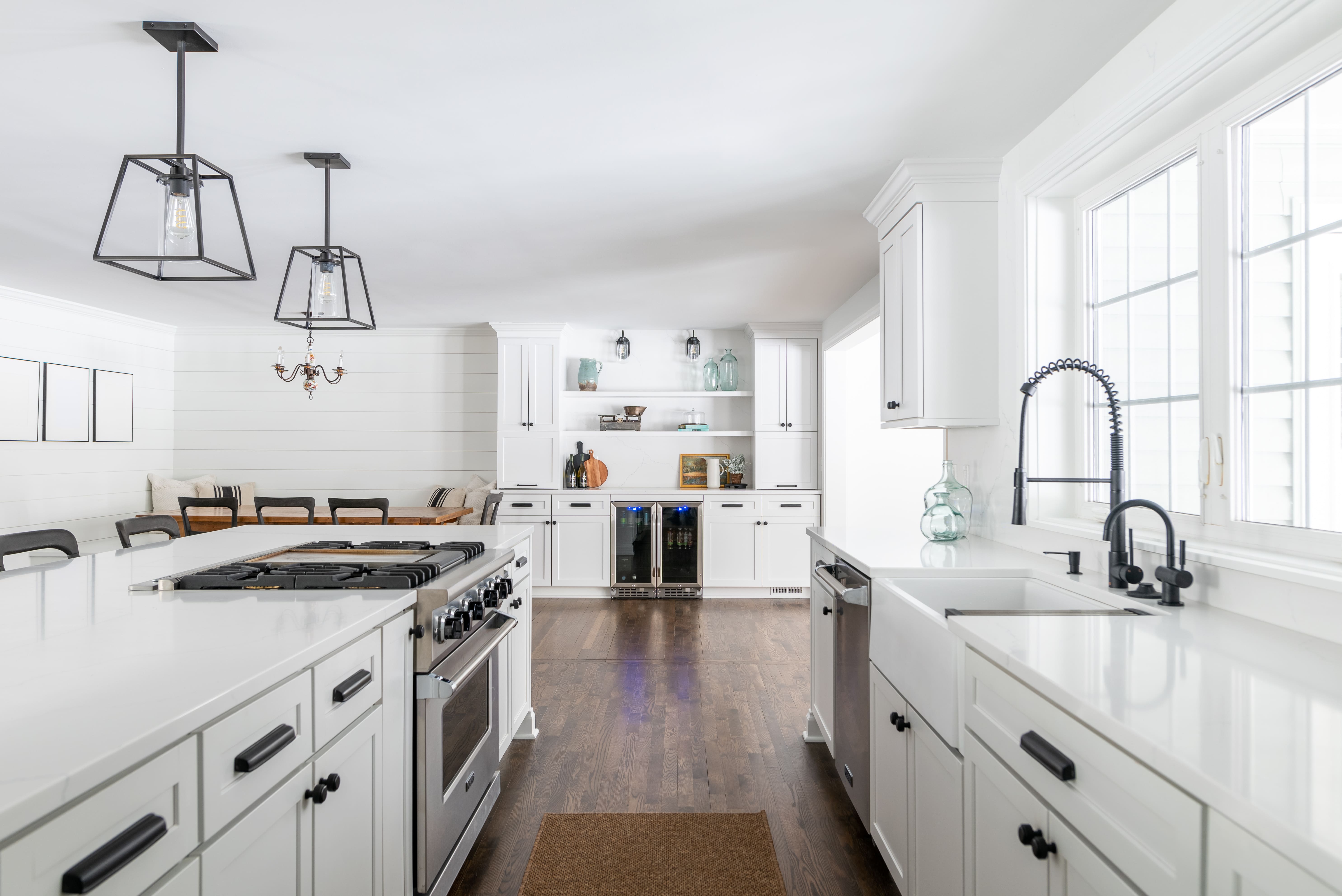 White renovated kitchen Pepper Pike large island