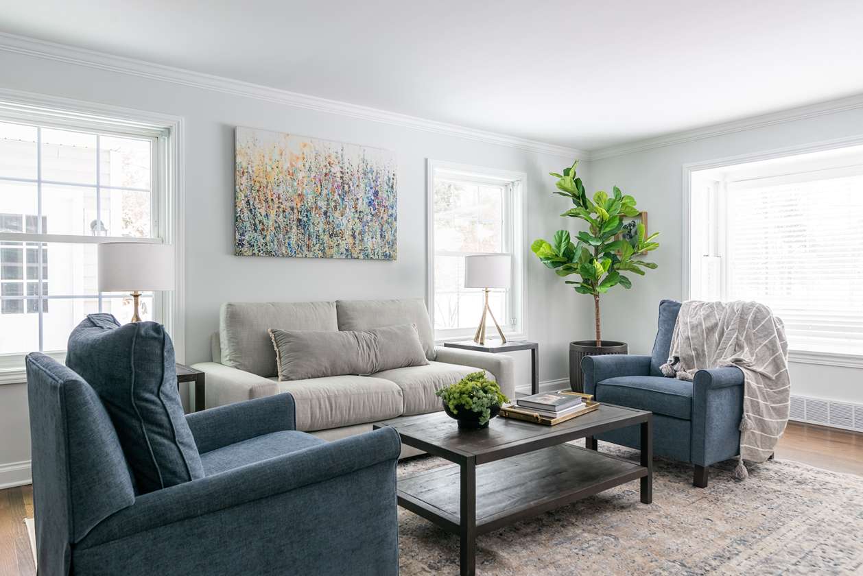 living room furniture in bright cleveland remodel