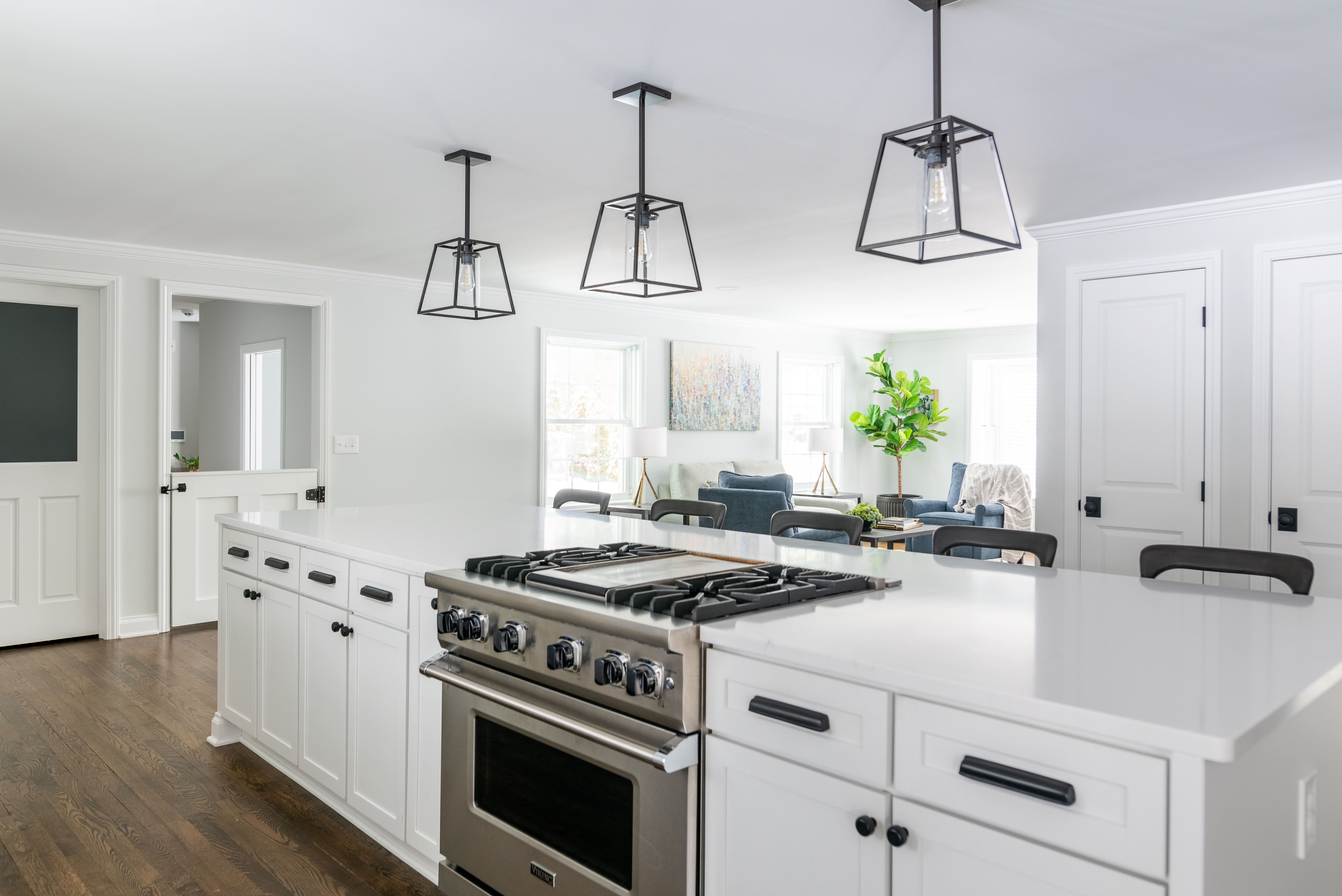 Kitchen island with stove and oven