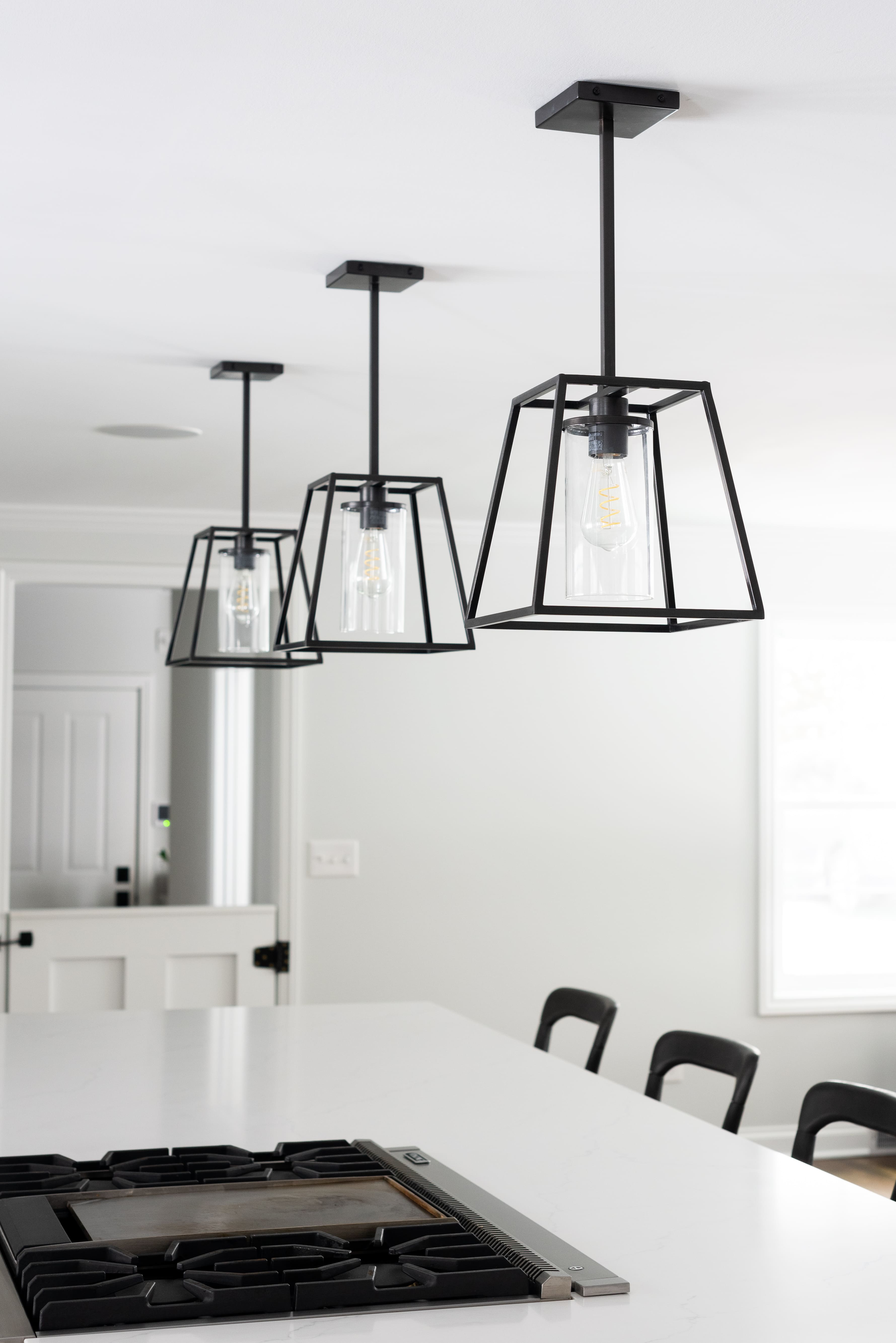 black pendant lighting over island in ohio kitchen remodel