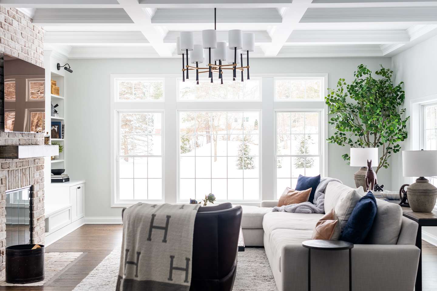 Pepper Pike renovated ohio living room with large windows